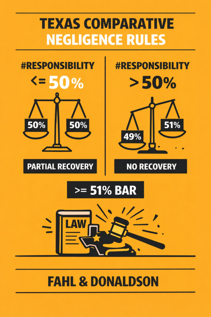 Texas comparative negligence rules infographic